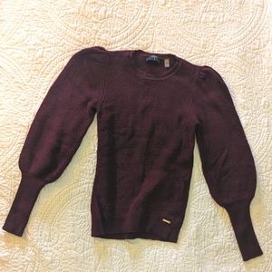 T Tahari Puff Sleeve Sweater | Plum | S